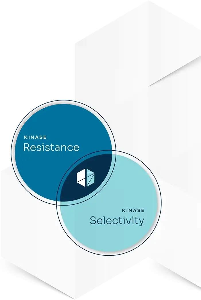 A Venn diagram of two circles, the first representing Resistance, the second representing Selectivity. The Nuvalent logo is at the intersection.