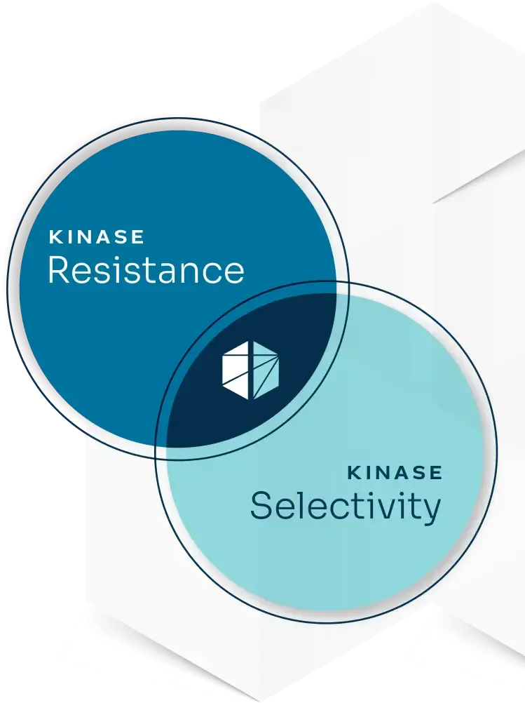 A Venn diagram of two circles, the first representing Resistance, the second representing Selectivity. The Nuvalent logo is at the intersection.